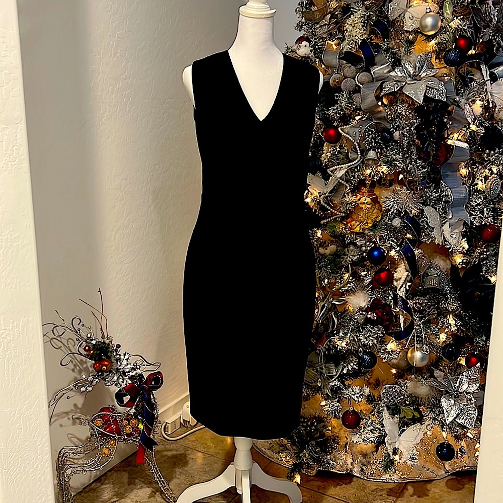 TED BAKER, SATIN V-NECK DRESS